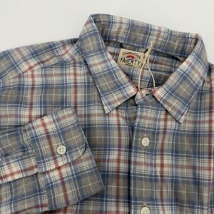 NEW Faherty Brand Men's Plaid Long Sleeve Button Up Shirt Large 100% Cotton